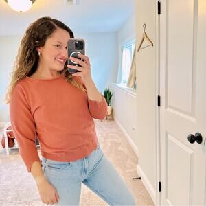 Nili Lotan Red Cotton Distressed Sweatshirt Top XS